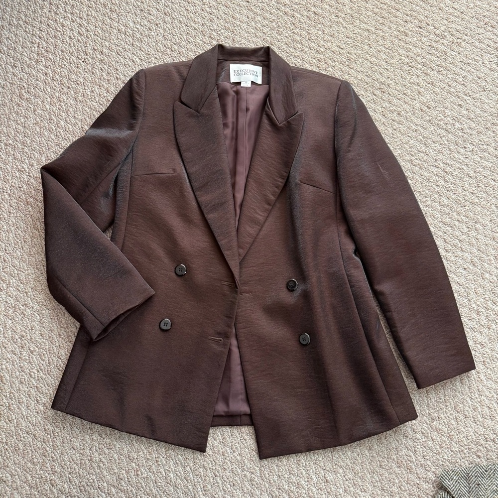 Le Suit Women's Double-Breasted Brown Blazer
